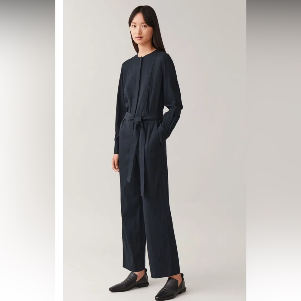 COS Belted Straight Jumpsuit size 10 Navy
